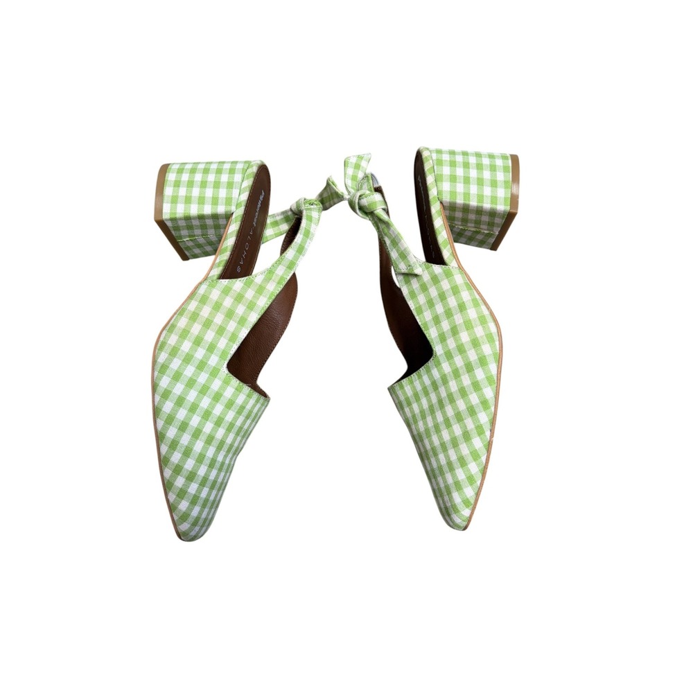 Pinterest x Alohas Green Gingham Block Heel Slingback Pumps Spain Size 37 - Picture 3 of 8